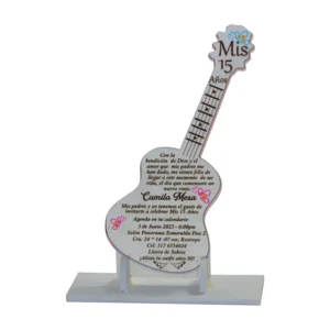 Recordatorio acrilico transparente guitarra personalizado